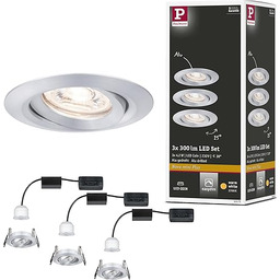 Paulmann 92975 Nova Mini Plus LED oprawa do zabudowy Coin, okrągła, wychylna, 3x4,2W, EasyDim, możliwość ściemniania, 2700K