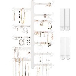 All Hung Up 12-poziomowy wiszący organizer na biżuterię: 120-otworowy obrotowy kolczyk z gałęzią organizer ścienny: Uchwyt na naszyjnik: Bransoletka Pierścień Przechowywanie: Wysoki 43 cm: Paski