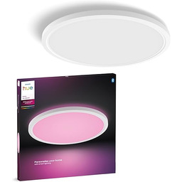 Inteligentny panel LED Philips Hue Devote, Białe i Kolorowe Światło (Ambiance), Okrągły 43 cm, 23 W, 2900 Lumenów, Biała Ramka do Wewnętrznego Oświetlenia Domu, Sufitu, Salonu, Kuchni, Przedpokoju.