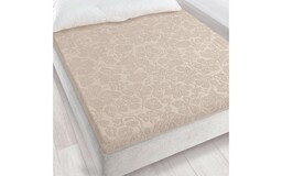 Zwoltex Prześcieradło frotte bez gumki 150x205 Tulipan Sepia beżowe 5908 żakardowe