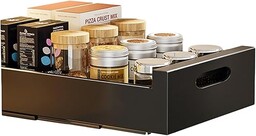 Szuflada kuchenna, półka kuchenna wysuwana taca kuchenna, organizery do szafek teleskopowa szuflada kuchenna do szafek kuchennych, 35 Lx43Px9H cm, bez konieczności wiercenia ani gwoździ, czarna