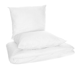 Spod Igły I Nitki Pościel hotelowa 140x200 Adamaszkowa biała w paski 1 cm na zamek I24