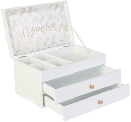 Szkatułka na biżuterię biała z szufladam