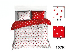 Extrapościel Pościel bawełniana 160x200 R157 biała czerwona serduszka