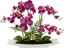 Flair Flower Sztuczny kwiat motyl orchidea w misce z ceramiki, sztuczne kwiaty, orchidea Phalaenopsis z doniczką z tworzywa sztucznego roślina na wesele, różowy, 50 x 55 x 14 cm