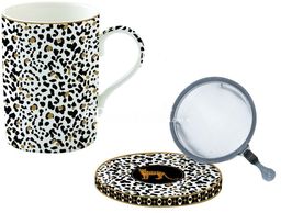 KUBEK PORCELANOWY z METALOWYM ZAPARZACZEM Savana Afryka - 350 ml