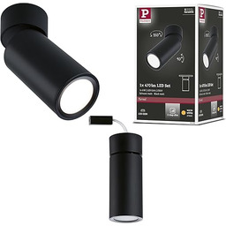 Paulmann 93089 oprawa sufitowa LED opr. do mont. pow. Turnal 470lm 3-Step-Dim wych. okr. w zest. 1x6 W ściem lampa sufit. Czarny mat metal 2700 K Coin