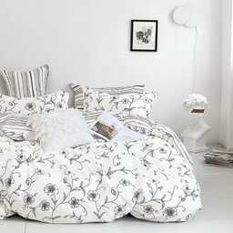 Pościel z satyny bawełnianej dwustronna w czarne kwiatki Mariall PBC-1003