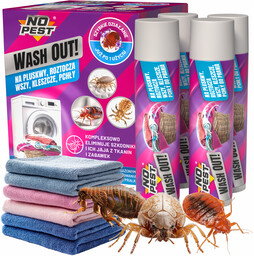 Środek do prania na roztocza, jaja pluskiew, wszy, pcheł, kleszczy na pościel, zabawki, ubrania Wash Out! No Pest 4x20ml