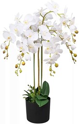 Leaf Design UK realistyczny sztuczny kwiat orchidei w doniczce, 85 cm biały
