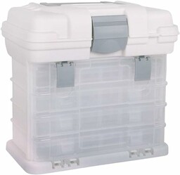 Rayher 39574000 pudełko do sortowania/pudełko do przenoszenia z 4 skrzynkami asortymentowymi + 1 przegródka na pokrywę, z uchwytem do noszenia 27,5 x 17,5 x 26 cm, do sortowania i porządkowania,