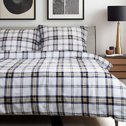 Darymex Pościel bawełniana 220x200 71482/1 biała granatowa żółta kratka Cottonlove