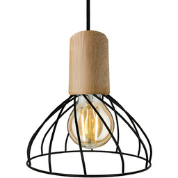 Lampa wisząca MODERNO, mała, czarny/drewno, 1x50W GU10