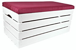 Robeel PUFA KUFER SKRZYNIA drewniana sosnowa siedzisko 80cm MALOWANA BIAŁA - 50 wzorów