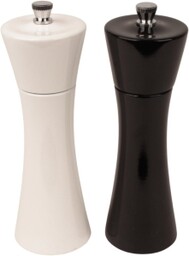 Nowoczesne młynki do przypraw biało-czarne lakierowne 18cm