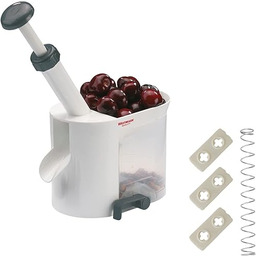 Westmark Drylownica do wiśni z rynienką i pojemnikiem, Zestaw części zamiennych w komplecie 4-cz., Tworzywo sztuczne/Stal nierdzewna, Biały/Antracytowy, 403022E6