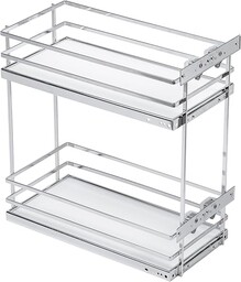 GTV - Organizer kuchenny MOVIXPRO wyposażenie cargo wysuwany system regałów szerokość zewnętrzna 400 mm 2 półki bez szyn chrom, biały matowy
