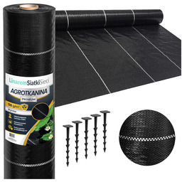 Agrotkanina 135G 0,8x100m Premium +uv Agrowłóknina czarna pod kamień +kołki