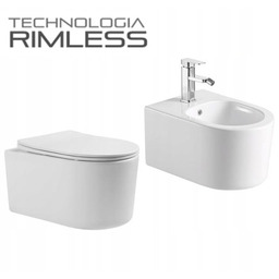 MISA WC 49x37x34 cm RIMLESS +BIDET 49x37x30 cm DESKA SLIM WOLNOOPADAJĄCA