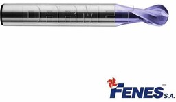 FENES Frez trzpieniowy do obróbki metali lekkich 9 mm 4-ostrzowy krótki z czołem kulistym chwyt walcowy DIN6527-KR VHM TiAIN 0641-512-910-450