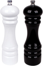 Ręczne młynki do soli i pieprzu biało-czarne 18 cm lakierowane