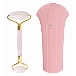 Lash Brow - Kwarcowy roller / masażer do twarzy - Różowy Premium + SILIKONOWY POKROWIEC