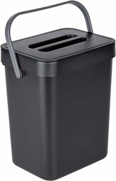 WENKO Tago kosz na śmieci z uchwytem, 5 l, kompaktowy kosz na śmieci w kolorze czarnym do mocowania bez wiercenia, w zestawie możliwość mocowania nad drzwiami Static-Loc , 19 x 24 x 15,5 cm