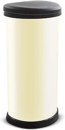 Curver Metal Effect 70% akcesoria kuchenne z recyklingu One Touch Deco Bin, kość słoniowa, 40 litrów