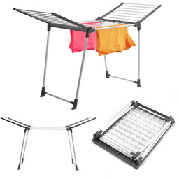 Składana suszarka na pranie wolnostojąca Egen, szara, 170 cm