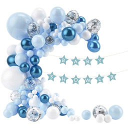 Zestaw dekoracji girlanda balonowa baner Baby Shower niebieski dla chłopca