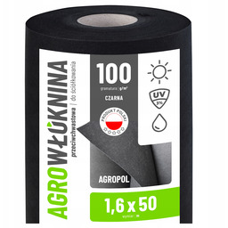 Agrowłóknina Czarna Antychwastowa 1,6X50M Agrotkanina Na Chwasty Gruba 100G