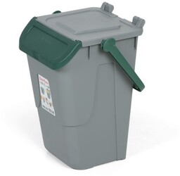 Plastikowy kosz do segregacji odpadów ECOLOGY II, 35 l, szaro-zielony