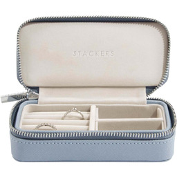 Stackers Etui podróżne na biżuterię prostokątne, średnie (niebieskie)