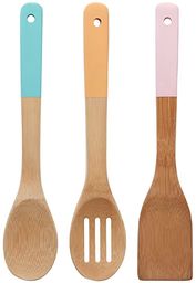 Premier Housewares 805459 zestaw przyborów kuchennych z pastelowymi uchwytami, bambusowy, wielokolorowy