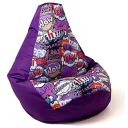 GO GIFT Pufa worek Grusza XXL Druk Wow Fioletowy 140 x 100 cm