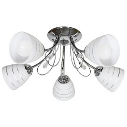 Lampa wisząca SIMPLI 5x40W E27 chrom z kryształkiem + klosz z paskiem CANDELLUX