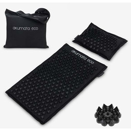 Akumata ECO polska ekologiczna mata do akupresury z poduszką - czarno-czarna