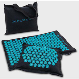 Akumata ECO polska ekologiczna mata do akupresury z poduszką czarno-turkusowa