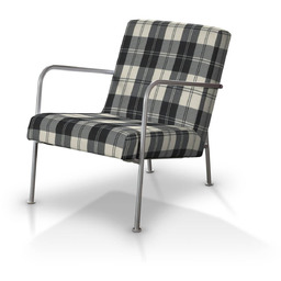 Pokrowiec na fotel Ikea PS, krata czarno-biała, fotel Ikea PS, Edinburgh