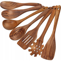 Zestaw Przyborów Kuchennych Drewniane Do Kuchni Łyżka 7 Elementów