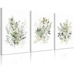 Akwarela botaniczna sztuka ścienna, zestaw 3 sztuk, boho, kwiatowe płótno, dekoracje ścienne, wydruki, szałwiowa zieleń, dziki kwiat, sztuka ścienna, nowoczesne obrazy kwiatowe, obrazy botaniczne, do