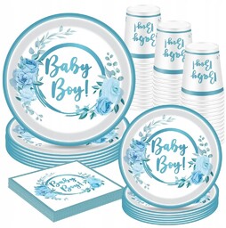 Jednorazowy Zestaw Baby Shower Baby Boy! 50 Elementów