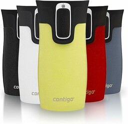 Contigo West Loop Mini Autoseal Kubek podróżny, ze stali nierdzewnej, termos próżniowy, szczelny kubek, kubek na kawę na wynos, z łatwą do czyszczenia pokrywką, bez BPA, Limelight, 300 ml