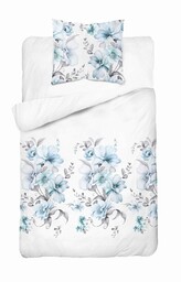 Detexpol Pościel flanelowa 140x200 biała niebieska kwiaty z jedną poszewką 4949 B Flanela 2024
