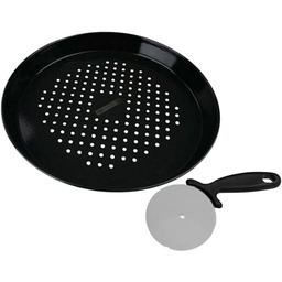 FM Professional 9913750 nóż do pizzy, nóż do pizzy, perforowana blacha do pizzy, blacha do pizzy, stal nierdzewna, aluminium, 32 cm, 21 cm