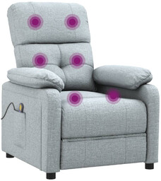 Fotel Masujący, Jasnoszary, Obity Tkaniną