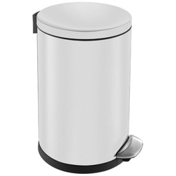Kosz pedałowy top Silent Luna, pojemność 20 l, metalowy, biały