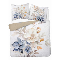 Detexpol Pościel z mikrofibry 3D 220x200 biała beżowa kwiaty 5315 A mikro 28