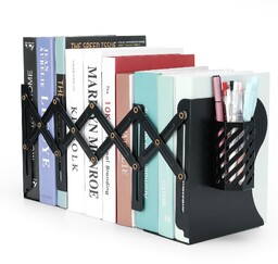 Końcówki książek, regulowane metalowe podpórki na książki, na półki, organizer na dokumenty na biurko, organizer na dokumenty do biura, książek, papierów, wydłuża się do 48 cm. Odporna na zarysowania
