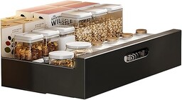 Szuflada kuchenna, półka kuchenna wysuwana taca kuchenna, organizery do szafek teleskopowa szuflada kuchenna do szafek kuchennych, 40 Lx43Px9H cm, bez konieczności wiercenia ani gwoździ, czarna